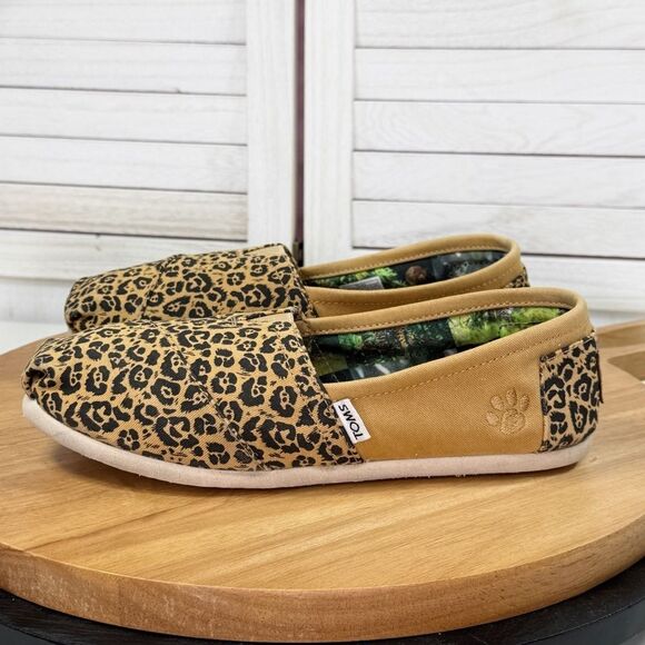 TOMS National Geographic Alpargata Leopard Print Slip On Shoes Tan 8.5 - Picture 2 of 12